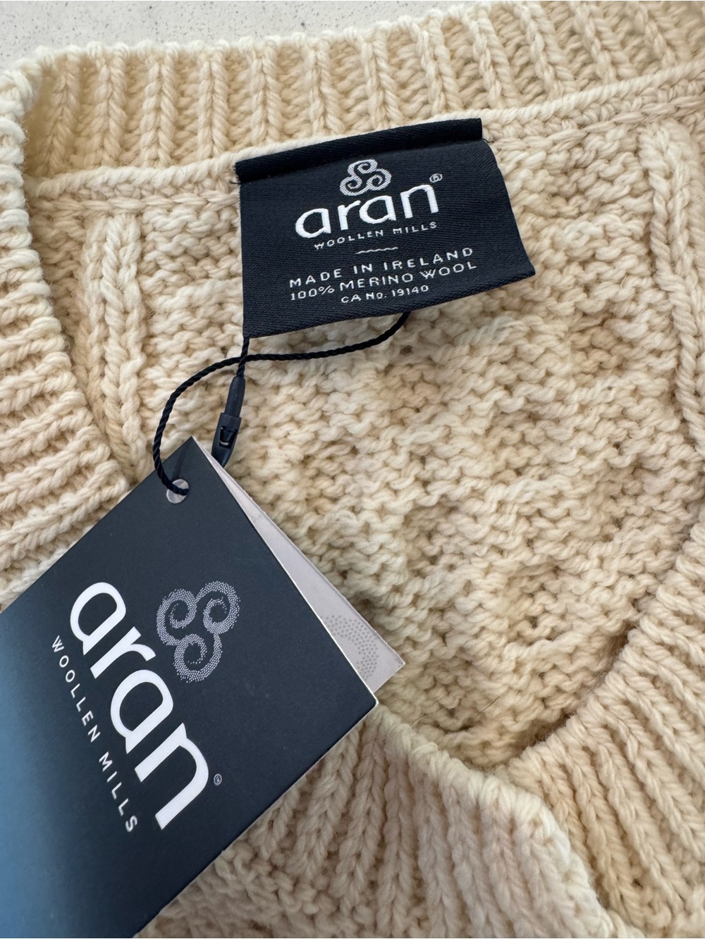 ARAN Women's Merino Wool A-Line Fit Cardigan Sweater Size XXL off-white Ireland - Picture 4 of 15